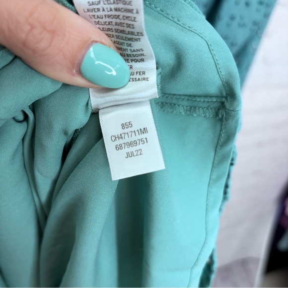 Chelsea 28 CINCHED FRONT EYELET LONG SLEEVE A-LINE DRESS IN GREEN SEAGLASS - Picture 9 of 10